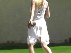 Allison,amazing blonde girl masturbating outdoor!!