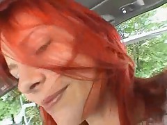 Redhaired hot girl masturbates and blows him up in car - german - csm