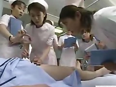 Japanese Medical Students Observe Nurse Giving A Handjob