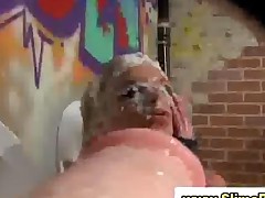 Sexy Blonde Slut Gets A Cumshower From Glory Hole
