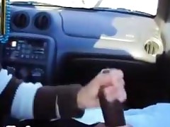 Wife Jerks Hubbys Big Black Cock In Their Car