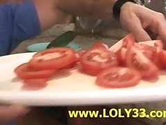 Kitchen Masturbation With Cucumber