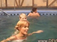 Three Naked Girls In The Pool