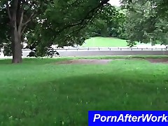 Brunette Pornstar Sucking Prick In The Park