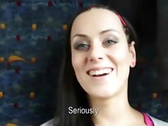 Mea Melone - Brunette Girl Shows Her Tits Gives Bj And Gets Fucked In Traincompartment For Some Mone
