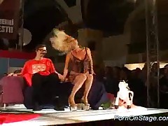 Ugly Guy Gets Lucky On The Stagewith Beauty Stripper