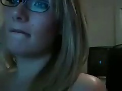 Blonde With Glasses On Webcam